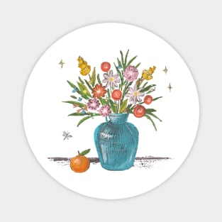 Flower Vase Hand Drawn Magnet